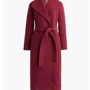 J Crew Factory size 12 burgundy belted wool blend coat